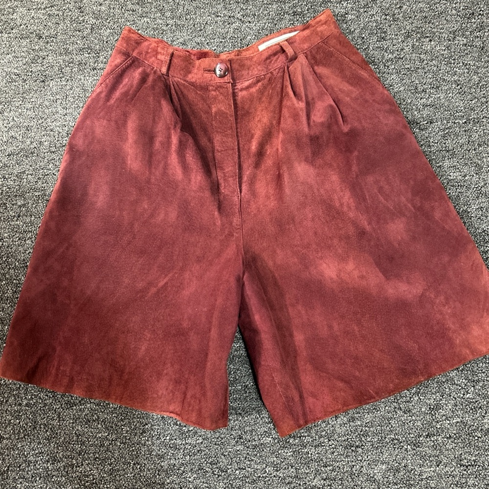 Women's Suede Shorts - Deep Red
